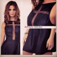 Vestido cuerina negro con cruz transparente y espalda transparente. talla M